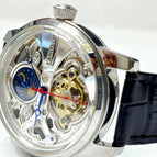 Steel Case Black Leather Strap