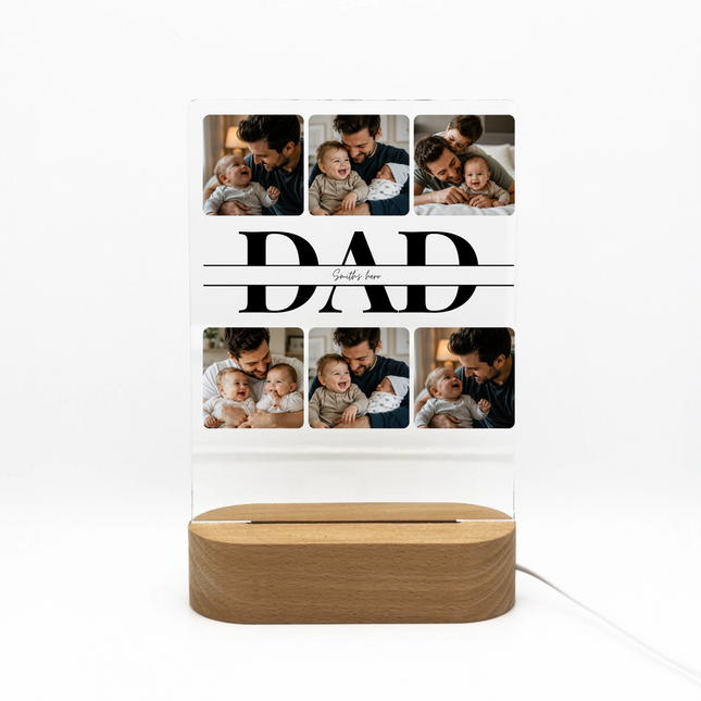 Personalized Dad Acrylic Night Light – Custom Photo Collage LED Gift for Father