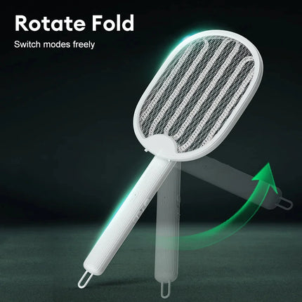 Foldable Electric Mosquito Killer Racket - 3000V Bug Zapper with UV Light, USB Rechargeable Fly Swatter Insect Trap