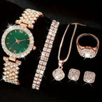 Gold Green Watch Bracelet Set