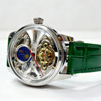 Steel Case Green Leather Strap